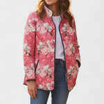 Zoe pink rose quilted jacket, front view