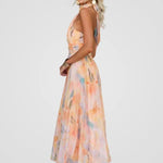 Elviana watercolour halter midi dress, view 2