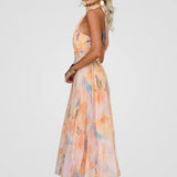 Elviana watercolour halter midi dress, view 2