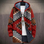 Zara - Red and Grey Ethnic Diamond Jacket, front view