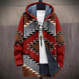 Zara - Red and Grey Ethnic Diamond Jacket, front view